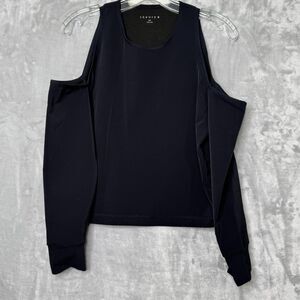 Theory Black Cold Shoulder Blouse